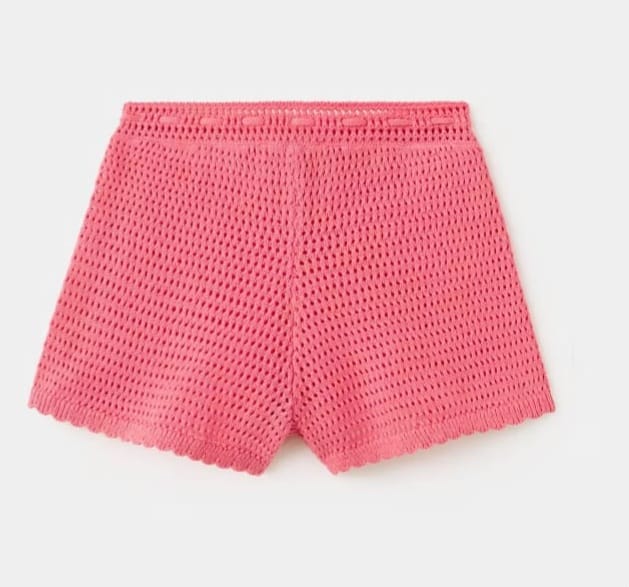 Open-crochet pull-on shorts